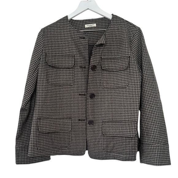 Max Studio London Houndstooth Button Front Jacket Black White Size Small - Picture 2 of 8